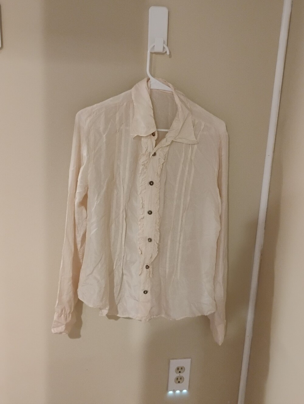 CP Shades Women's Ruffled Button Down Silk Shirt Top Sz S